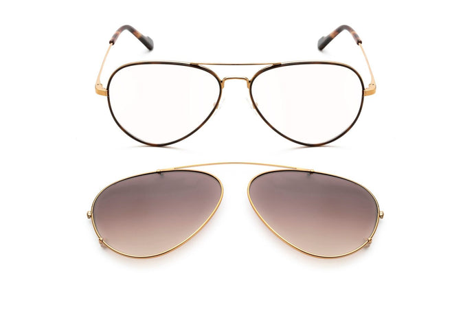 Optical glasses with clip-on sunglasses