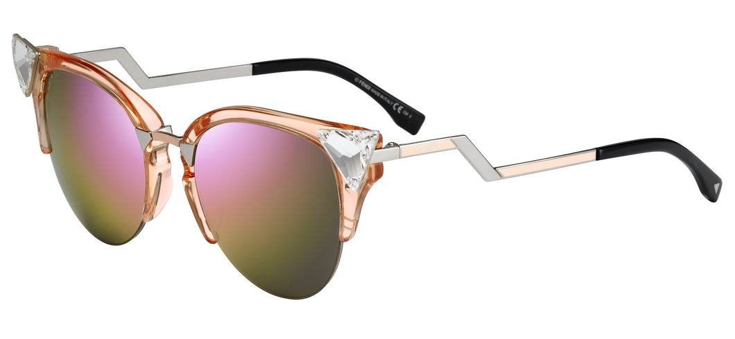 Fendi Iridia FF0041/S  Color 9F6/VQ Size 52 Sunglasses with diamonds and pink mirror trendy designer eyewear buy online